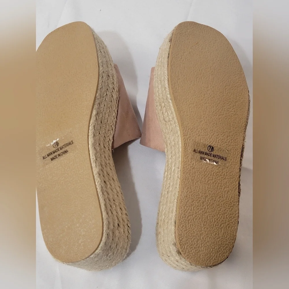 Lulus Exclusive O'Ahu 2 Mauve Suede Espadrille Platforms Womens Size 7.5 New